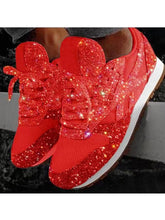 Zapatillas deportivas con lentejuelas y punta redonda con purpurina